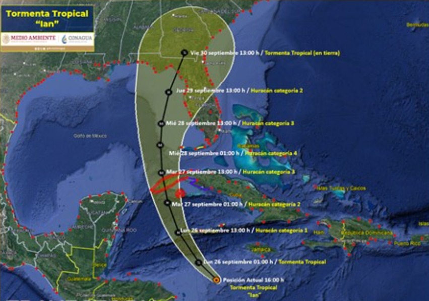 Emiten alerta azul en Quintana Roo por tormenta tropical ‘Ian’